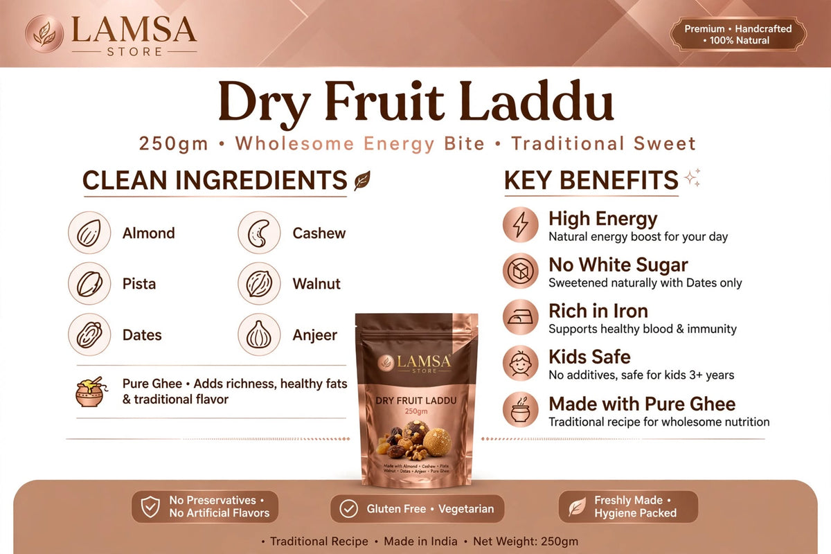 Dry Fruit Laddu 250gm | Made with Pure Ghee & Dates